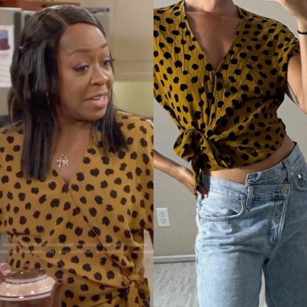 Madewell Sash-Tie Wrap Top in Painted Spots